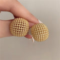 Hong Kong Style Design Hollow Mesh Metal Square Stud Earrings - Norellé
