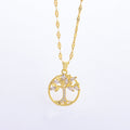 Retro Casual Copper Inlaid Zircon Gold Plated Tree Of Life Pendant - Norellé