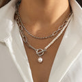 Retro Style Personality Pearl OT Buckle Necklace - Norellé