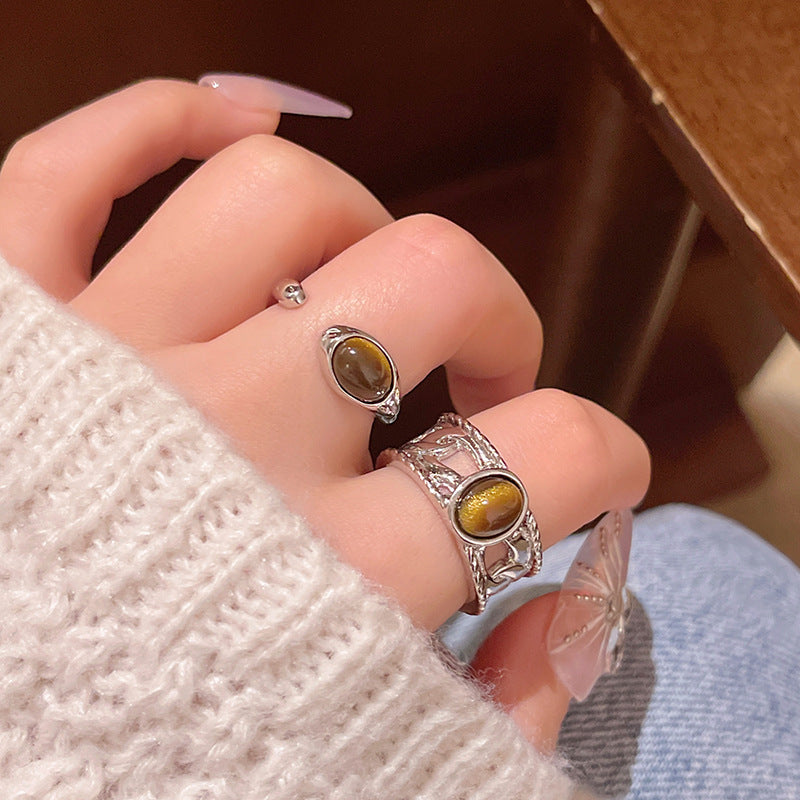 Rad Tigereye Heavy Industry Ring Female Switchable Index Finger Ring - Norellé