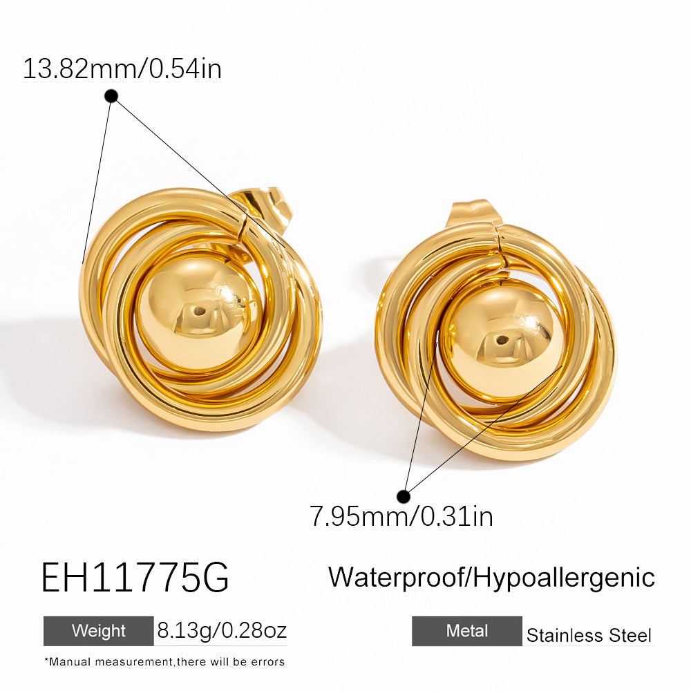 Special-interest Design Contrast Color Plating 18K Real Gold Titanium Steel Ear Studs Female - Norellé
