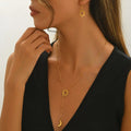 Lxalry 18K Gold Plated Sun  Moon Jewelry Set Mirror Polish Hypoallergenic Necklace  Earrings For Daily Evening Never Fade Luxury Gift With Celestial Symmetry - Norellé