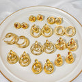 Fashion Geometry Pattern Stud Earrings Silver Needle Retro Hoop Earrings - Norellé
