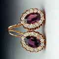 Purple Gemstone Oval Ear Hanging Earrings - Norellé