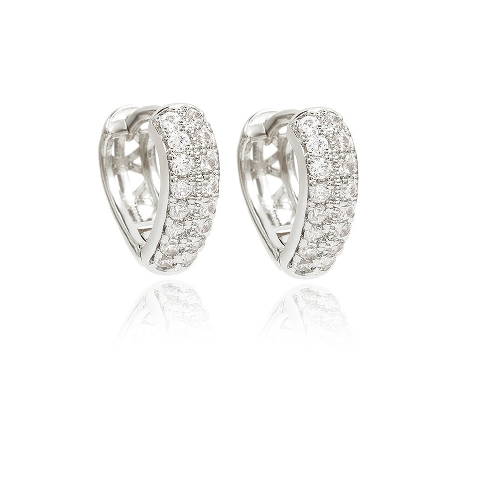 Stainless Steel Gold Plated Multi-drilling Zircon Earrings - Norellé