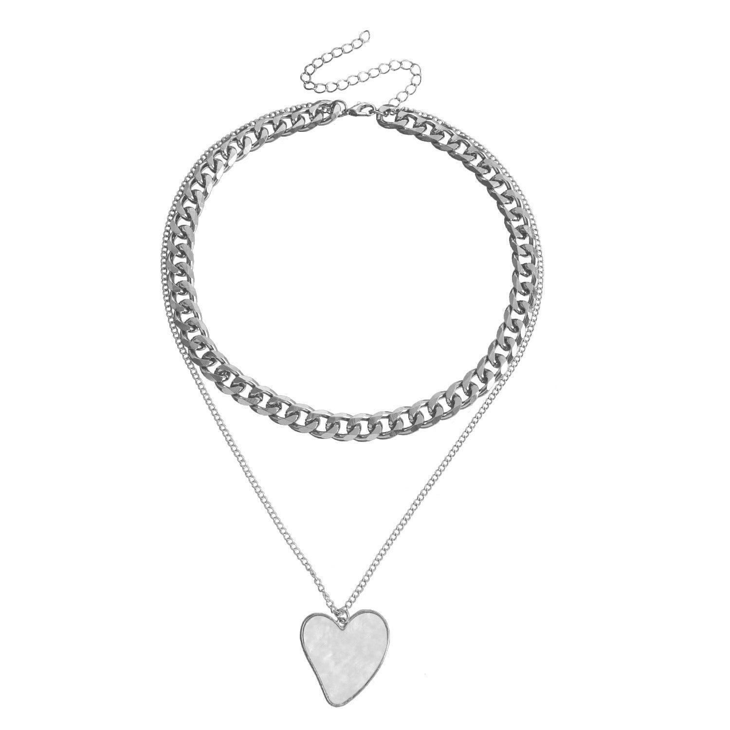 Double Layer White Shell Necklace Fashion Personality Metal - Norellé