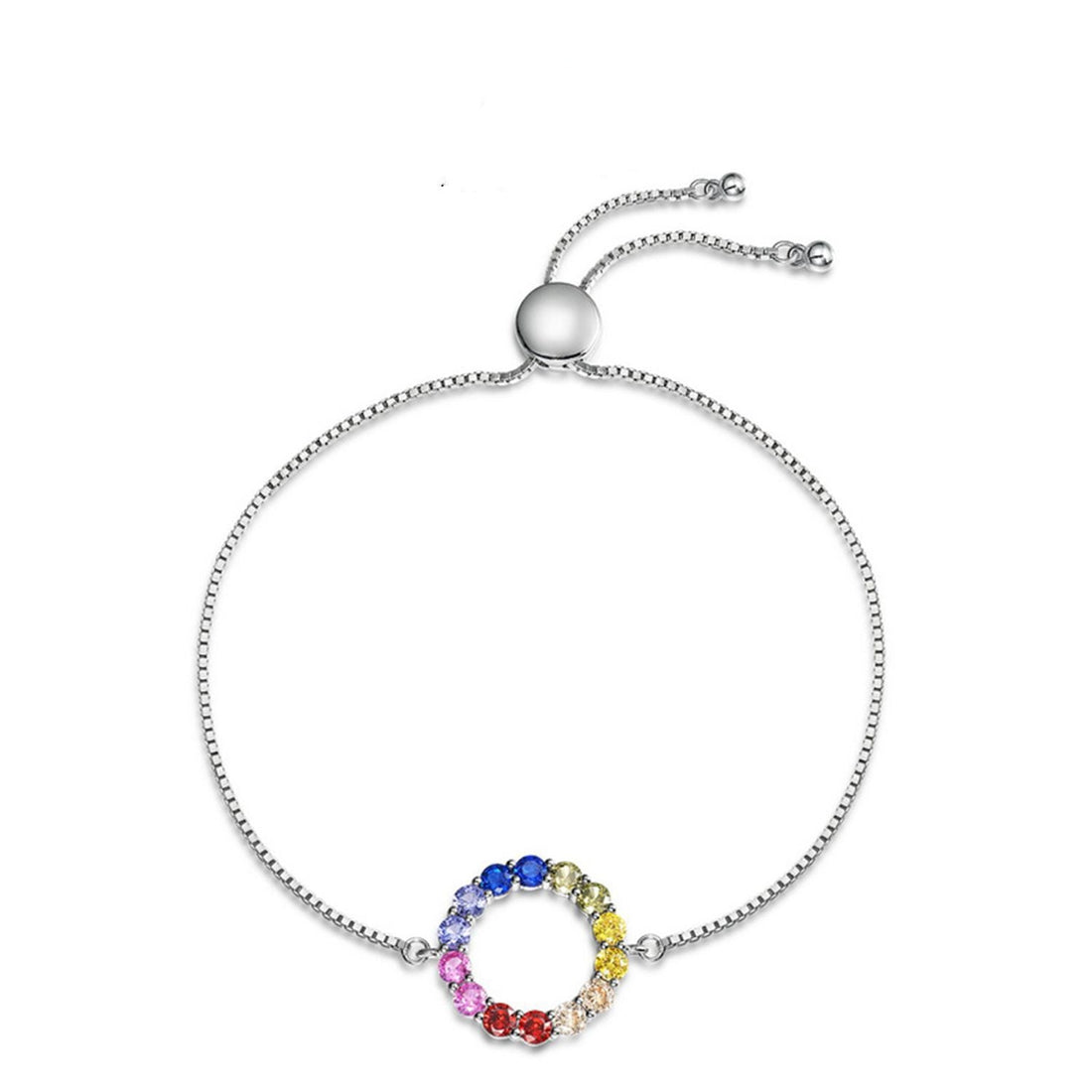 Silver Rainbow Circle Colored Gems Bracelet Color - Norellé