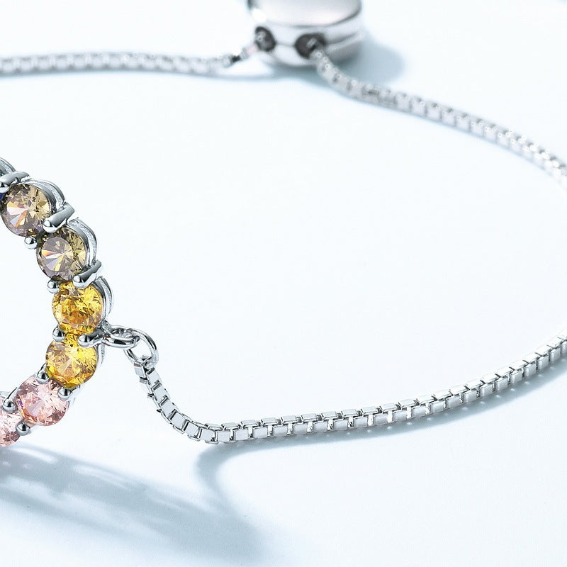 Silver Rainbow Circle Colored Gems Bracelet Color - Norellé