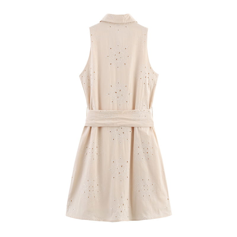 Hollow Embroidery Sleeveless Dress