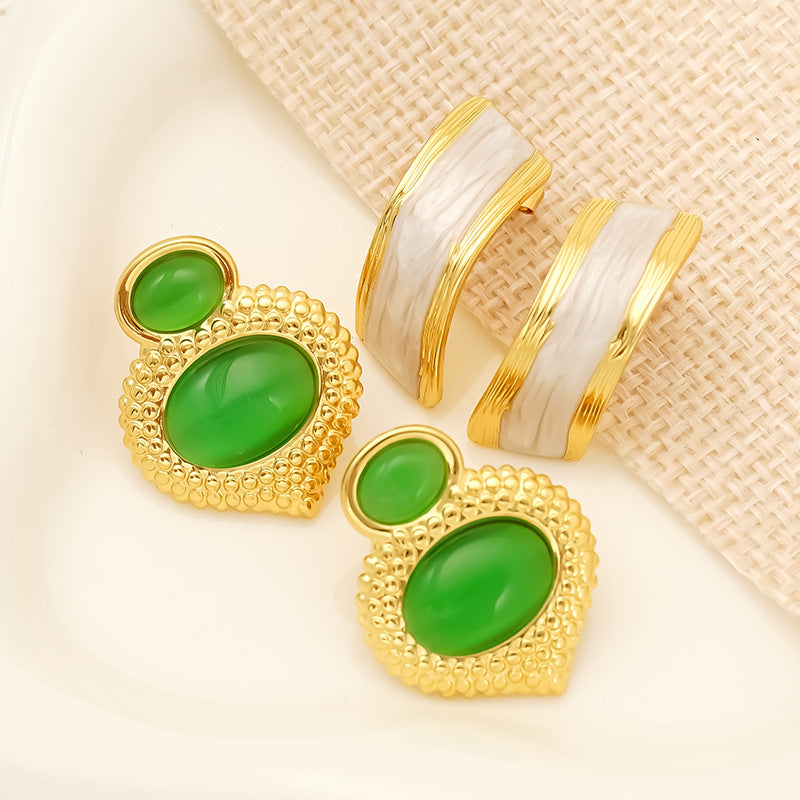 Opal Stainless Steel Studs Women's Gold Plated - Norellé