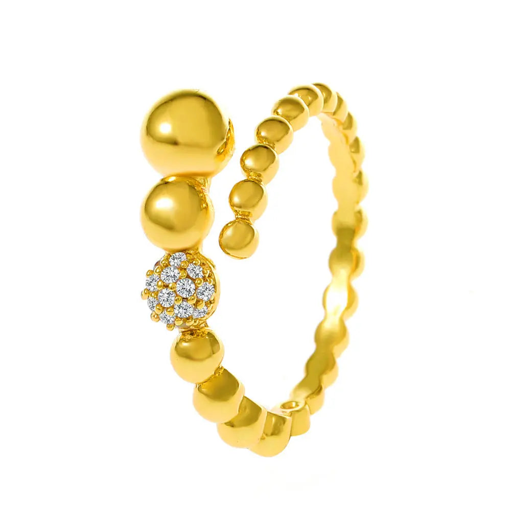 Diamond Oil-spot Glaze Flowers Ring - Norellé