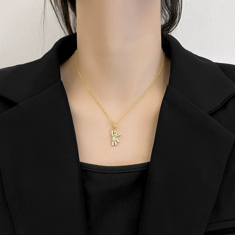 Women's Cute Bear Necklace Design Niche Titanium Steel Non-fading Clavicle Chain Pendant - Norellé