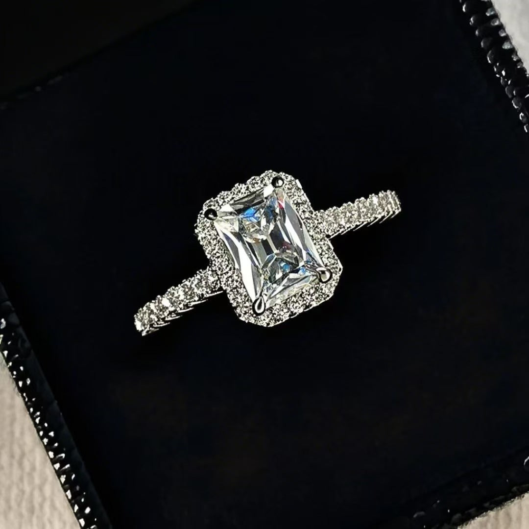 Korean Style Ornament Niche Personality Ladder T Square Zircon Open Ring - Norellé