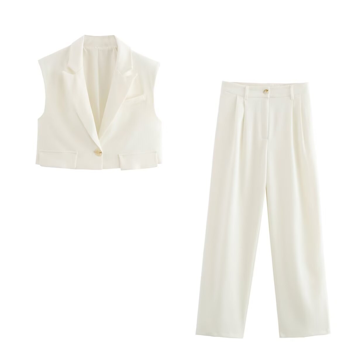 Sleeveless Short Vest Top Wide Leg Trousers - Norellé