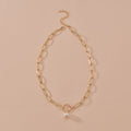 Hoop And Pearl Pendant Metal Clavicle Chain Necklace - Norellé