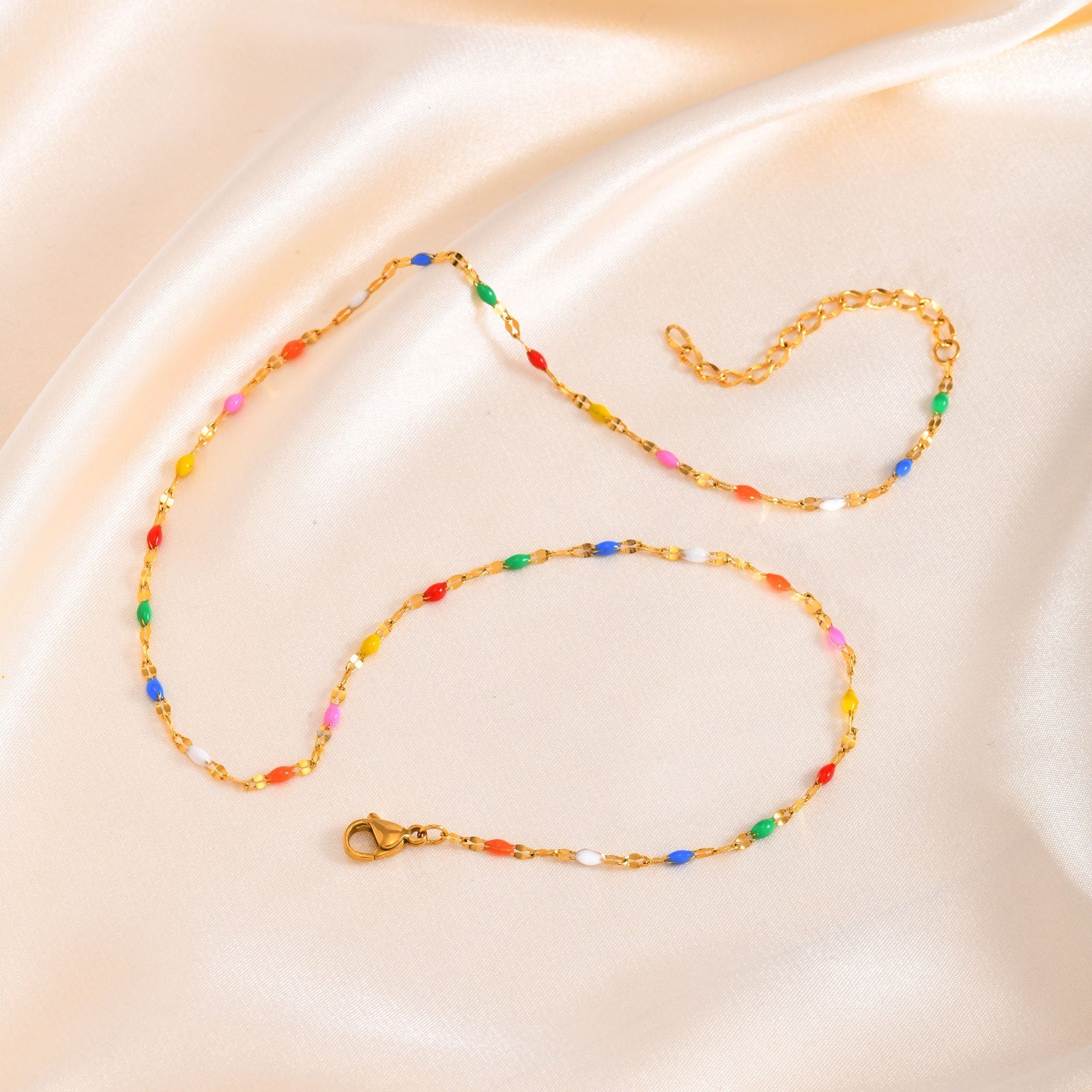 Colored Niche Beads Stainless Steel Lip Chain Necklace - Norellé