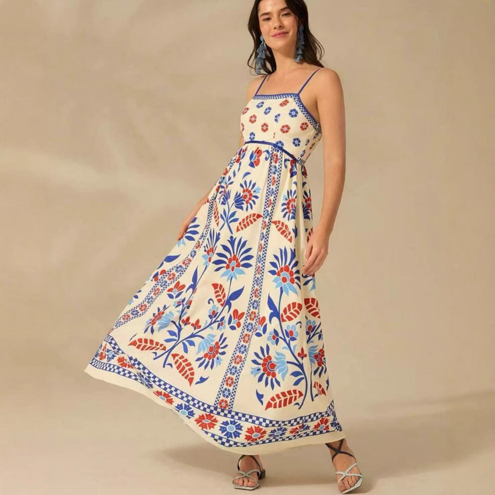 Printing Slip Dress Vacation Style Women's Clothing - Norellé