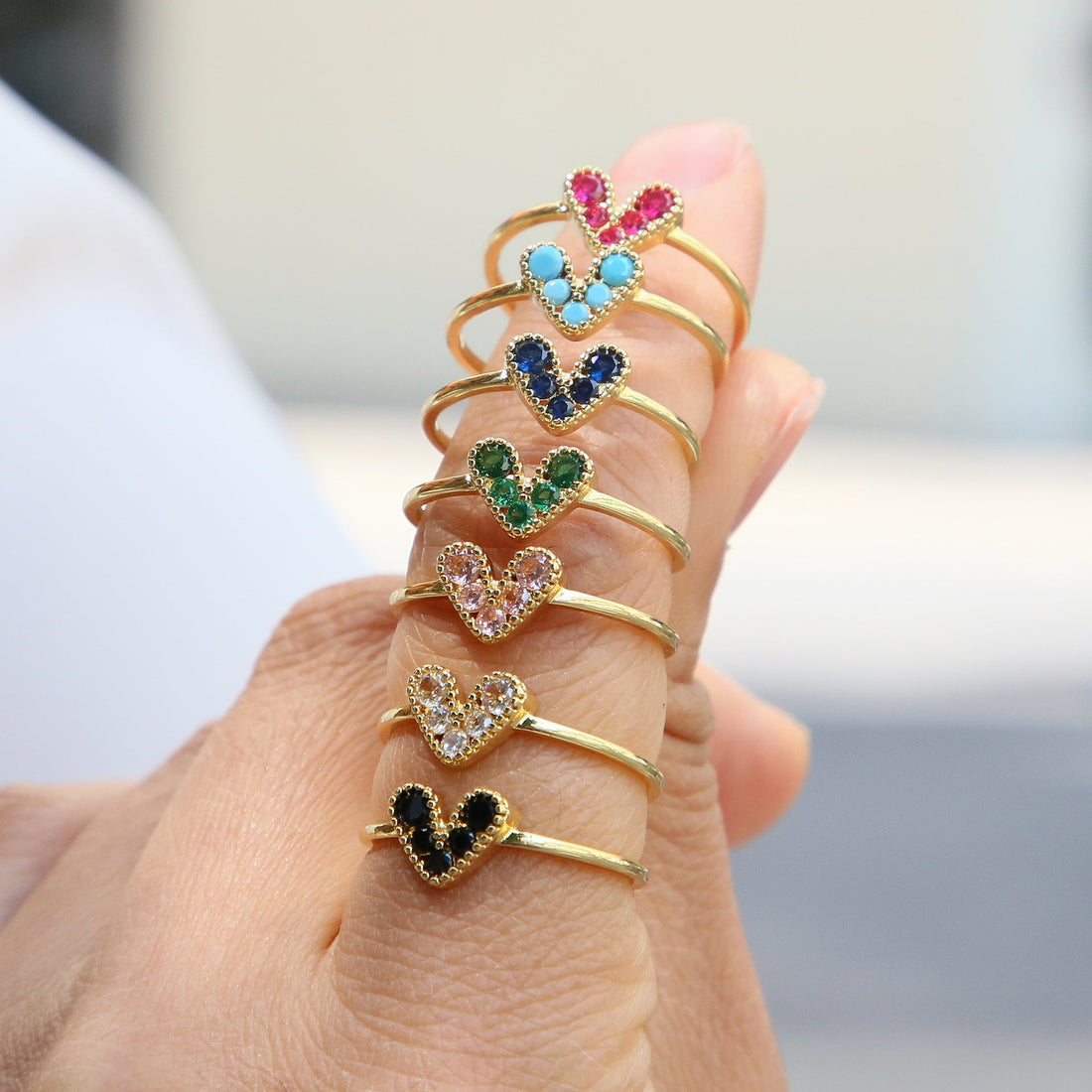 Brass 18K Gold Plated Color Zirconium Love Women's Ring - Norellé