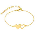 Stainless Steel Doppel Herz Bracelet Gold Women's - Norellé