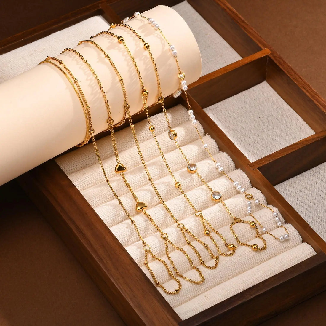 Stainless Steel Hand Support Chain Snake Chain Double Layer Twin - Norellé