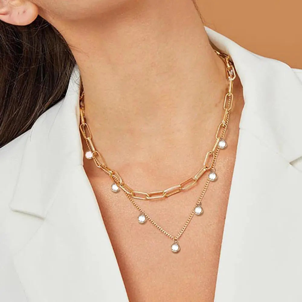 Multilayer Trend Elegant Jewelry Long Snake Chain Crystal - Norellé