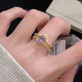 Nine Purple Fire-free Colored Gems Zircon Mid-ancient Brushed Open Ring - Norellé