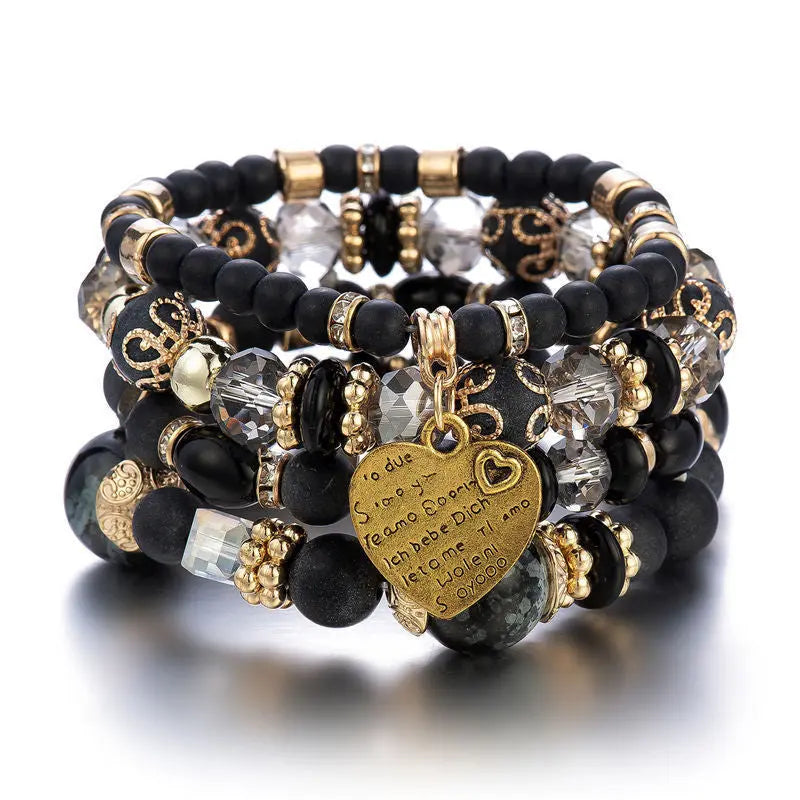 Multi-layer Wooden Bead Beaded Bracelet Elastic Bracelet - Norellé