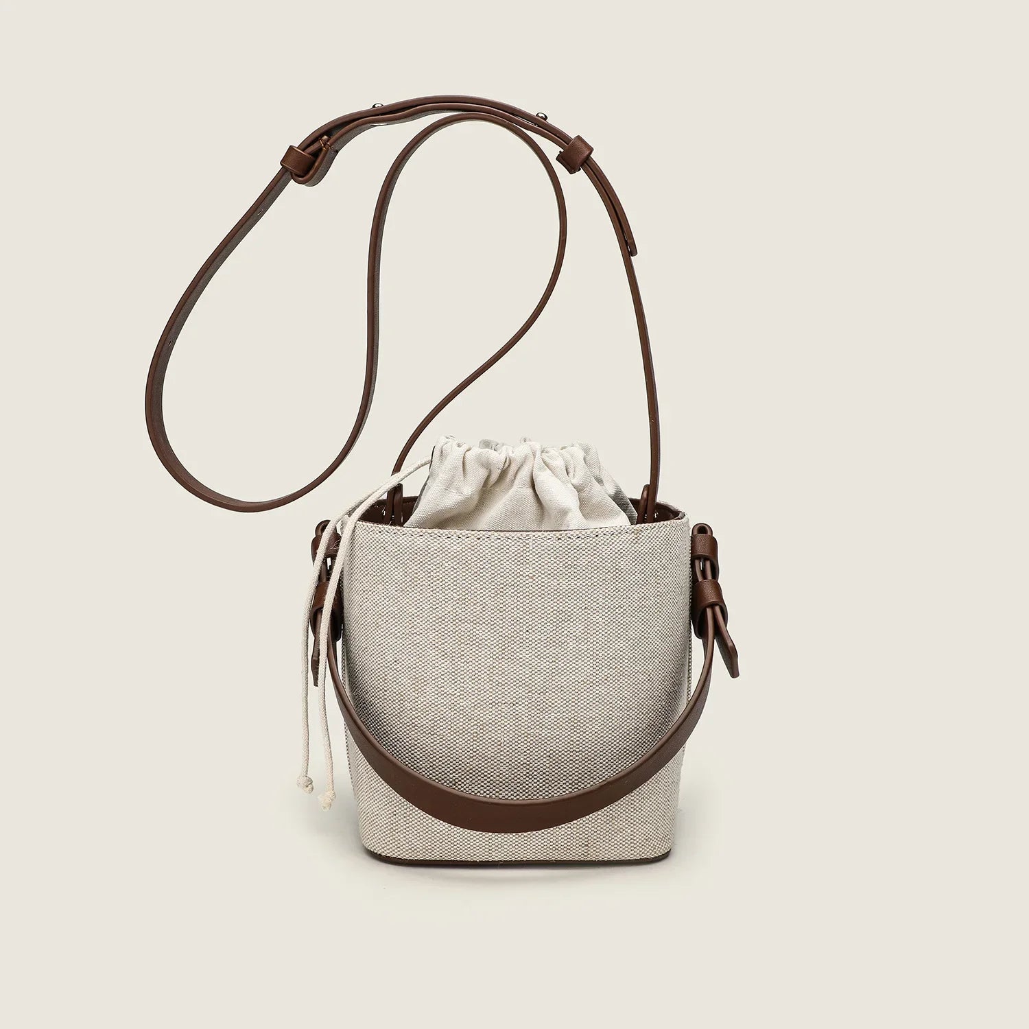 Casaul Canvas Buckets Bag - Beige