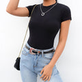 Casual Basic Bodysuit Women Summer Short Sleeve - Other