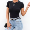 Casual Basic Bodysuit Women Summer Short Sleeve - Other