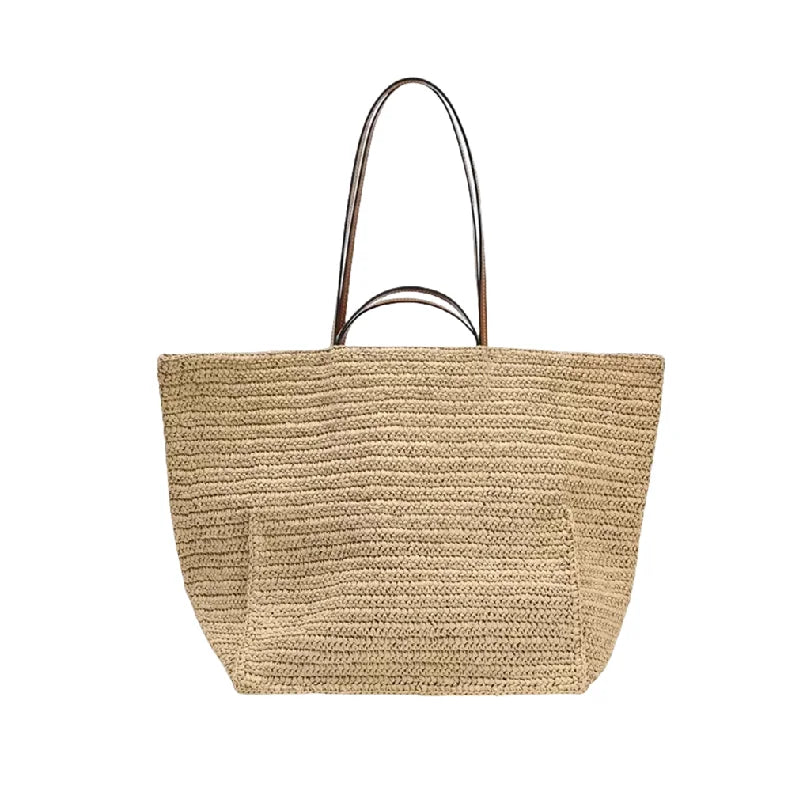 Casual Large Capacity Straw Tote Bag - 1