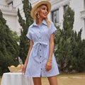 Casual Short Sleeve Striped Printed Dress - electronic accessories