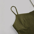 Casual Solid Color Ribbed Fit Vest Top And Ruched Hem A- Line Skirt - Other