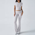 Casual Solid Color Slim Fit Short Sleeve Trousers Suit - Other