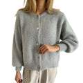 Casual Solid Knitted Single Breasted Cardigan For Women - GRAY / S