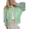 Casual Solid Knitted Single Breasted Cardigan For Women - green / S