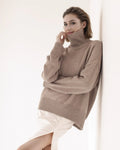 Casual Warm Women’s Sweater Turtleneck - Khaki / S
