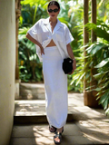 Casual White Cotton Sets For Women 2 Pieces
