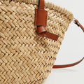 Casual Wicker Woven Basket Bag - Brown