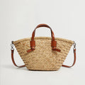 Casual Wicker Woven Basket Bag - Brown