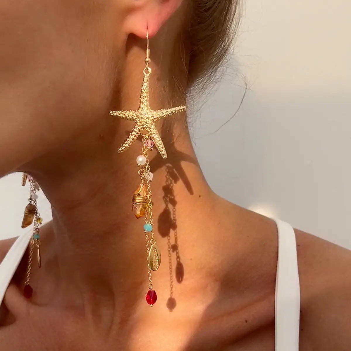 Holiday Beach Starfish Jellyfish Metal Alloy Earrings