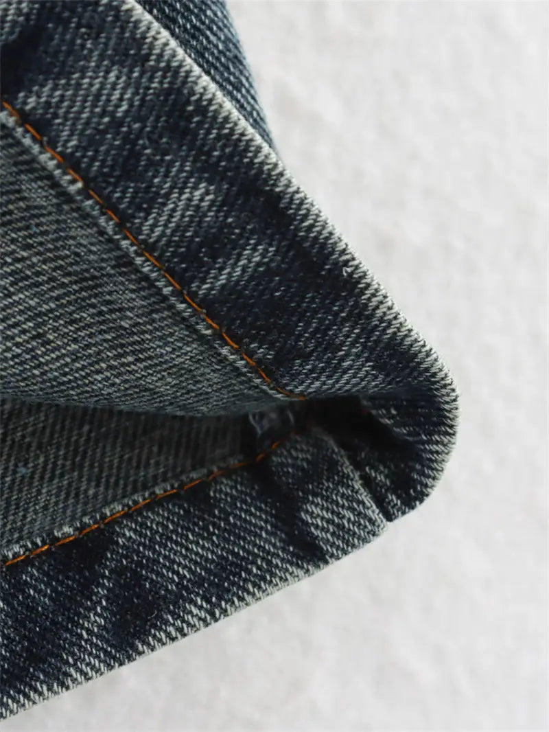 Big Backless Lapel Halter Denim Camisole