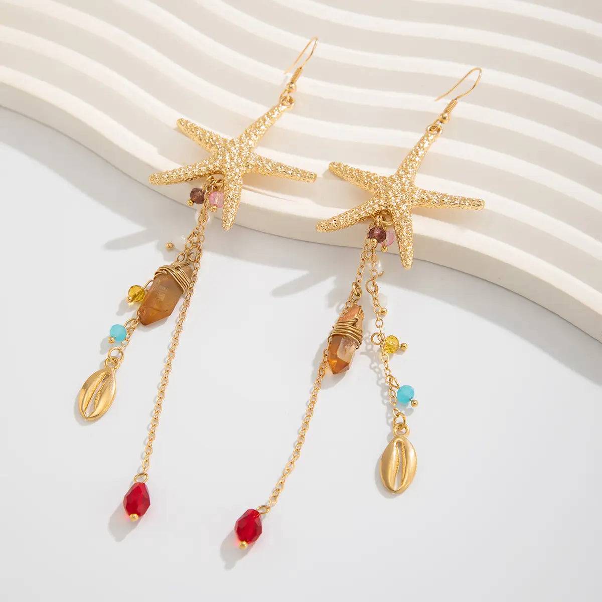 Holiday Beach Starfish Jellyfish Metal Alloy Earrings