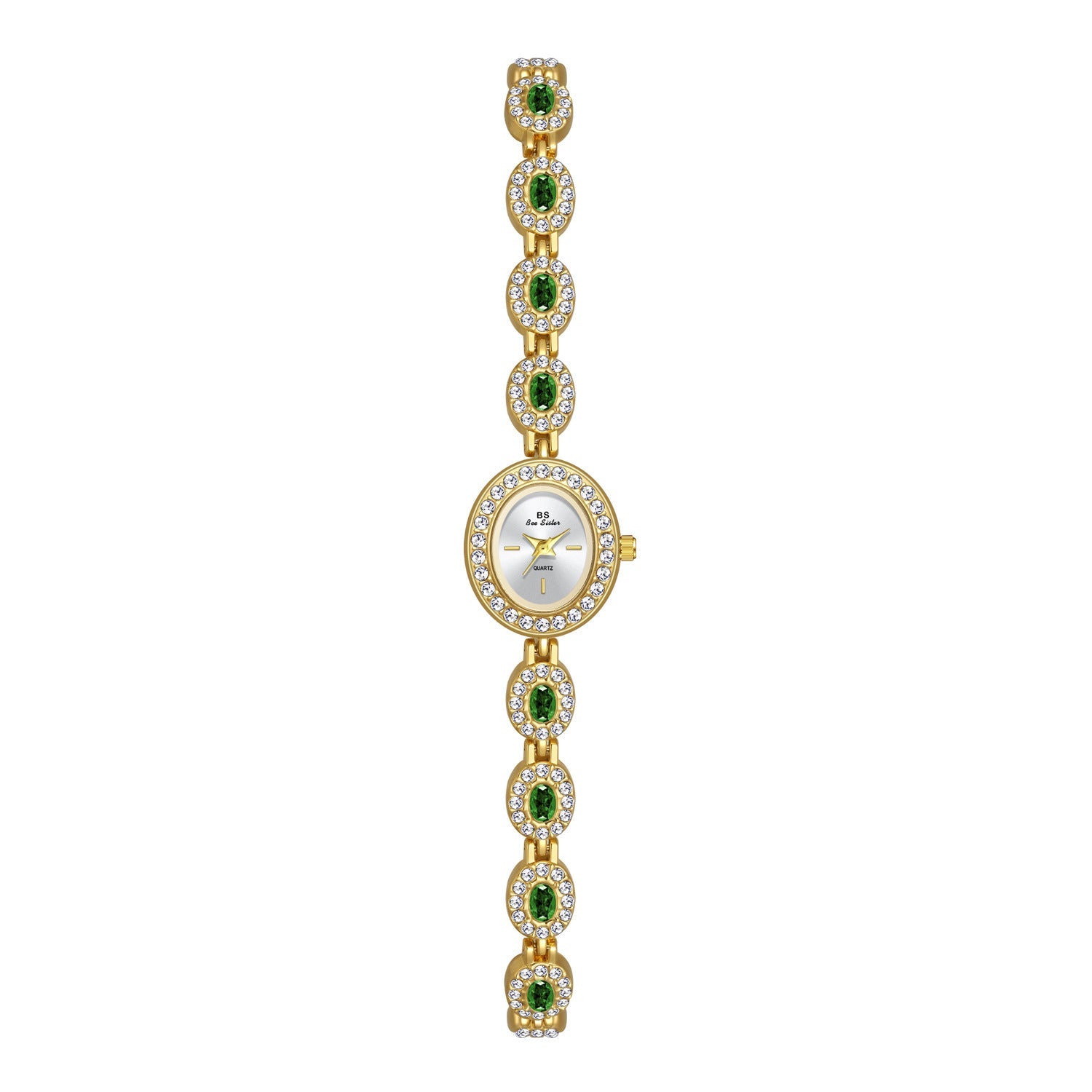 Mid-ancient Fashion Oval Colored Gems Rainbow Light Luxury Watch - Norellé
