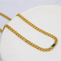 Stainless Steel Cuban Link Chain Zircon Stitching Necklace Vacuum 18K Electroplating - Norellé