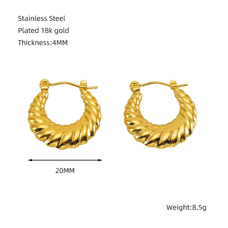 Titanium Steel Round Twist Stud Earrings High Sense - Norellé
