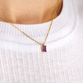 Rectangular 12month Birthday Stone Pendant Colorful Zircon Clavicle Chain - Norellé