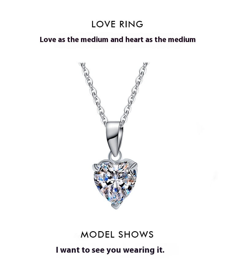 S925 Sterling Silver Moissanite Pendant Heart Necklace