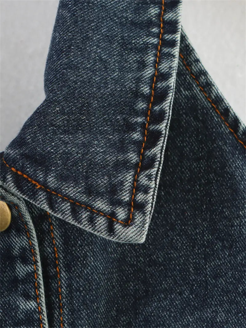 Big Backless Lapel Halter Denim Camisole