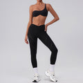 Shoulder Top Quick-drying With Chest Pad Sports Bra Seamless Yoga Clothes Shorts Cropped Pants Two-piece Suit - Norellé